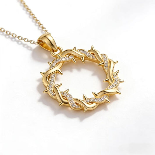 FIRST 50 CUSTOMERS ONLY —Rhinestone Crown of Thorns Pendant Necklace for Everyday Faith