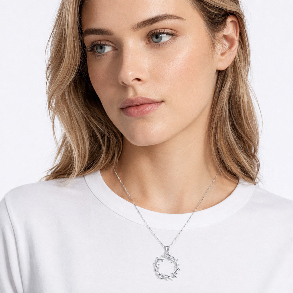 FIRST 50 CUSTOMERS ONLY —Rhinestone Crown of Thorns Pendant Necklace for Everyday Faith