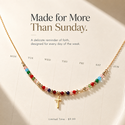 【DEAL TODAY】Colorful Beaded Cross Necklace with Natural Stone Details