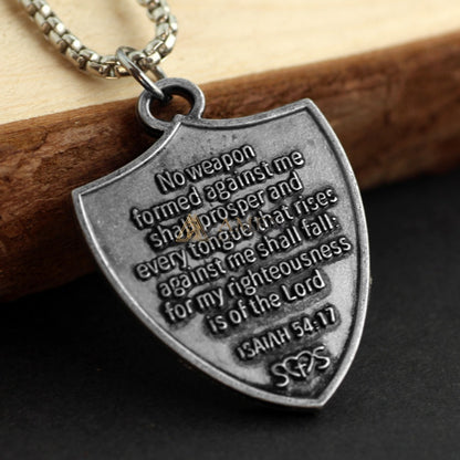 Bible Cross Shield Pendant Necklace Amen Artisan