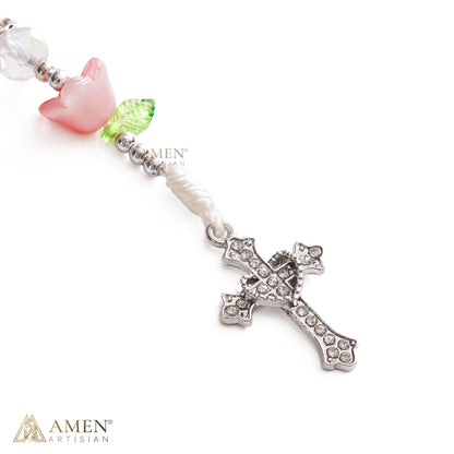 Pink Rose Miraculous Medal Rosary