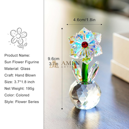 Crystal-Colored Sunflower Figurine Amen Artisan