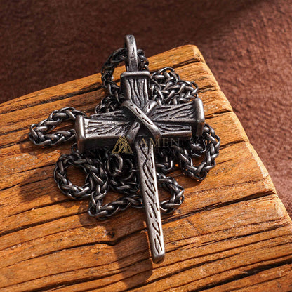 【Deal Today】Heavy Dragon Bone Chain Cross Necklace - Resilience, Faith & Sacred Protection |  Amen Artisan