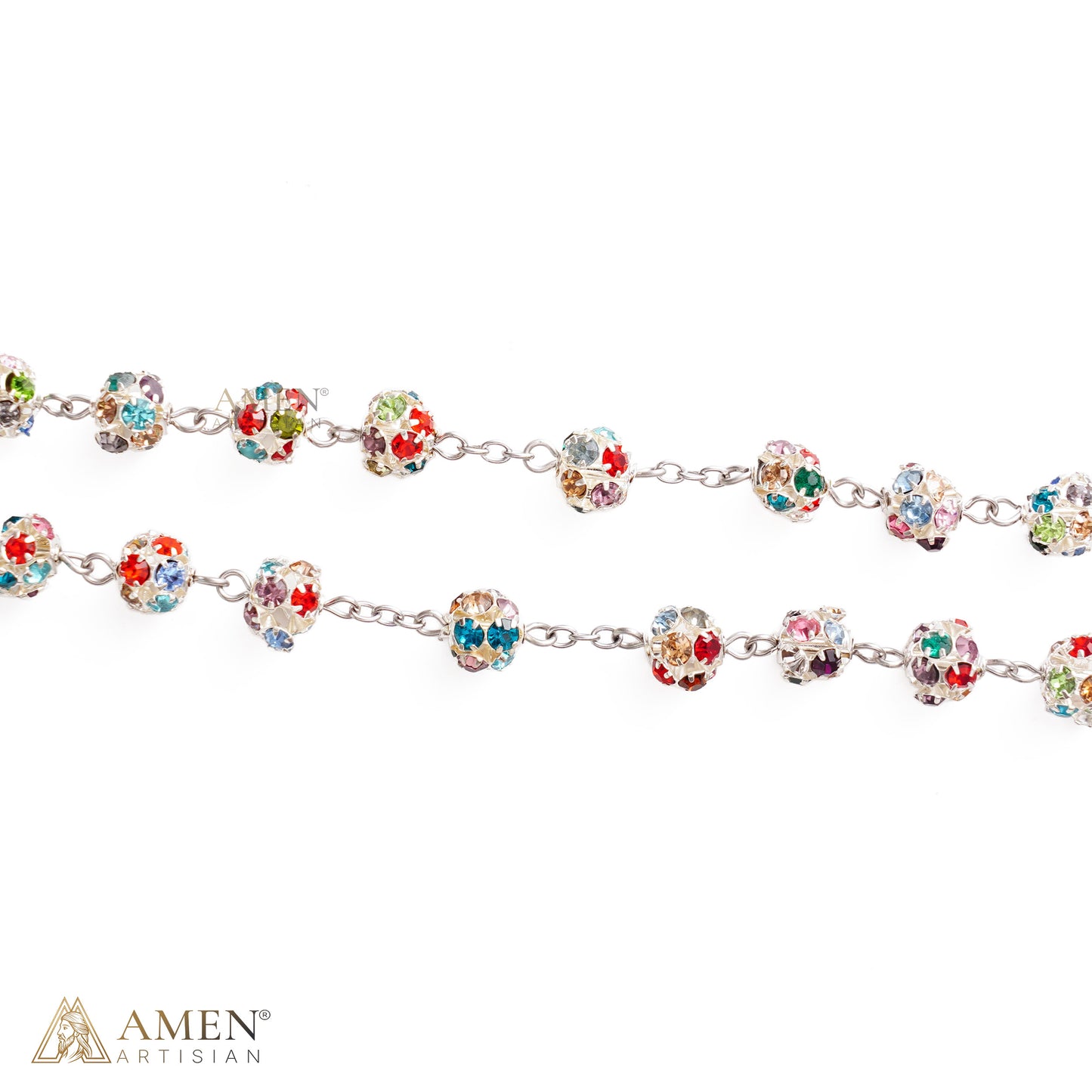 Sparkling Rhinestone Bead Rosary with Marian Medal — Devotion