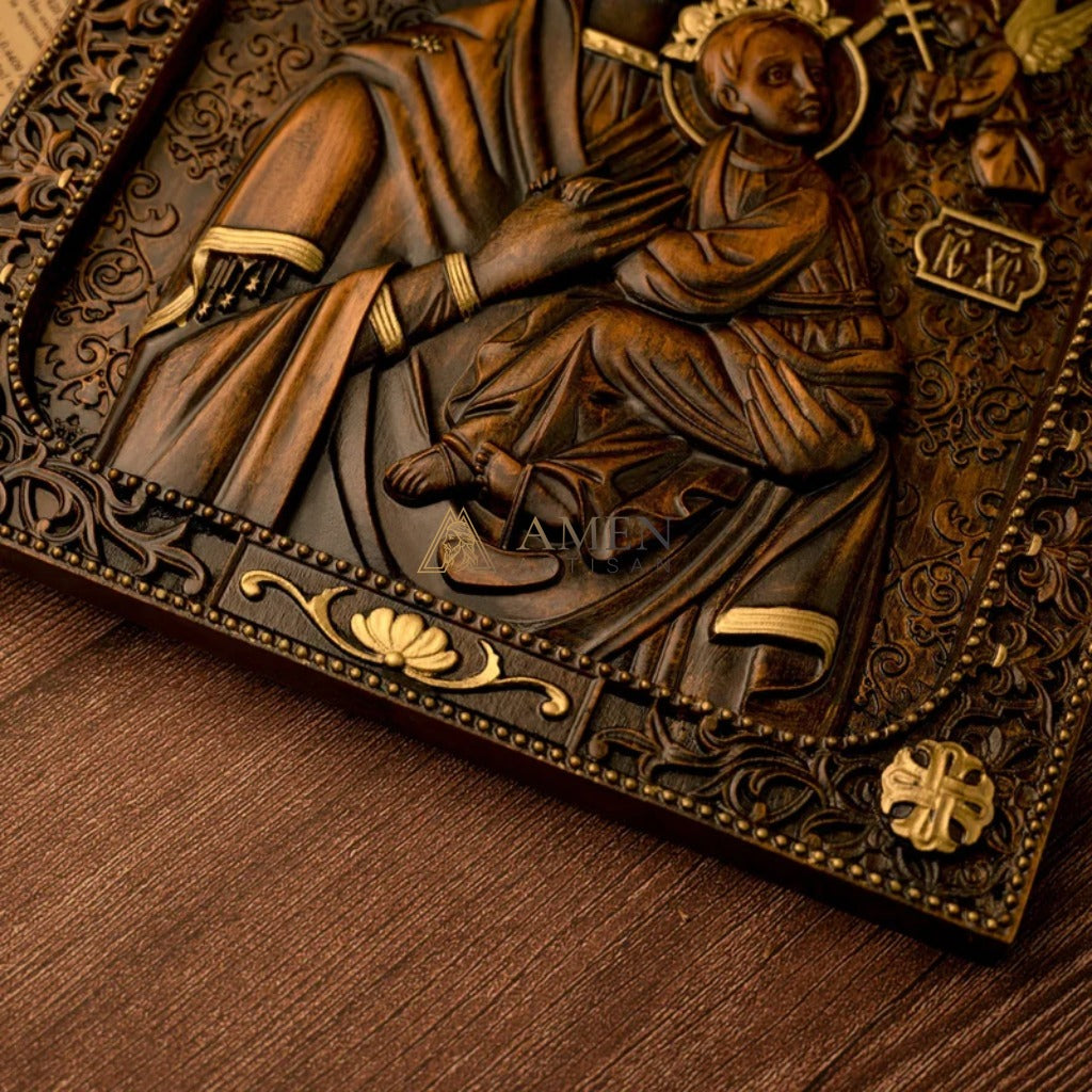 Our Lady of Perpetual Wood Carving Amen Artisan