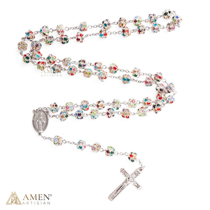 Sparkling Rhinestone Bead Rosary with Marian Medal — Devotion