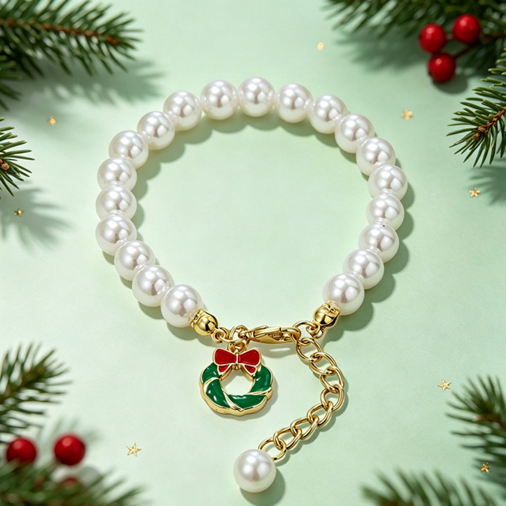 【DEAL TODAY】Christmas Pearl-Style Charm Bracelet