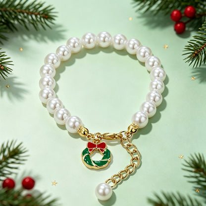 【DEAL TODAY】Christmas Pearl-Style Charm Bracelet
