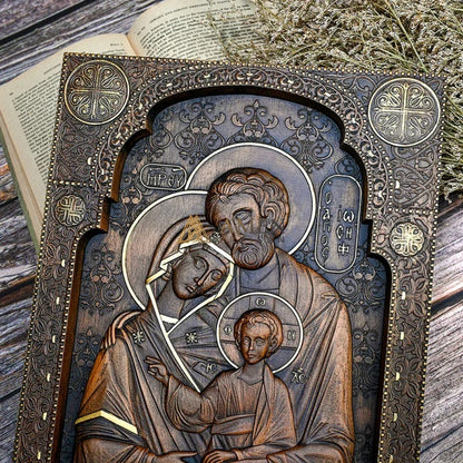 Holy Family Wood Carving