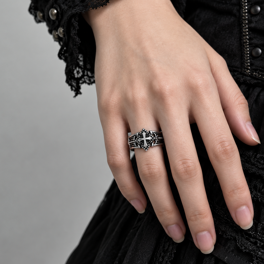 Adjustable Vintage Cross Ring