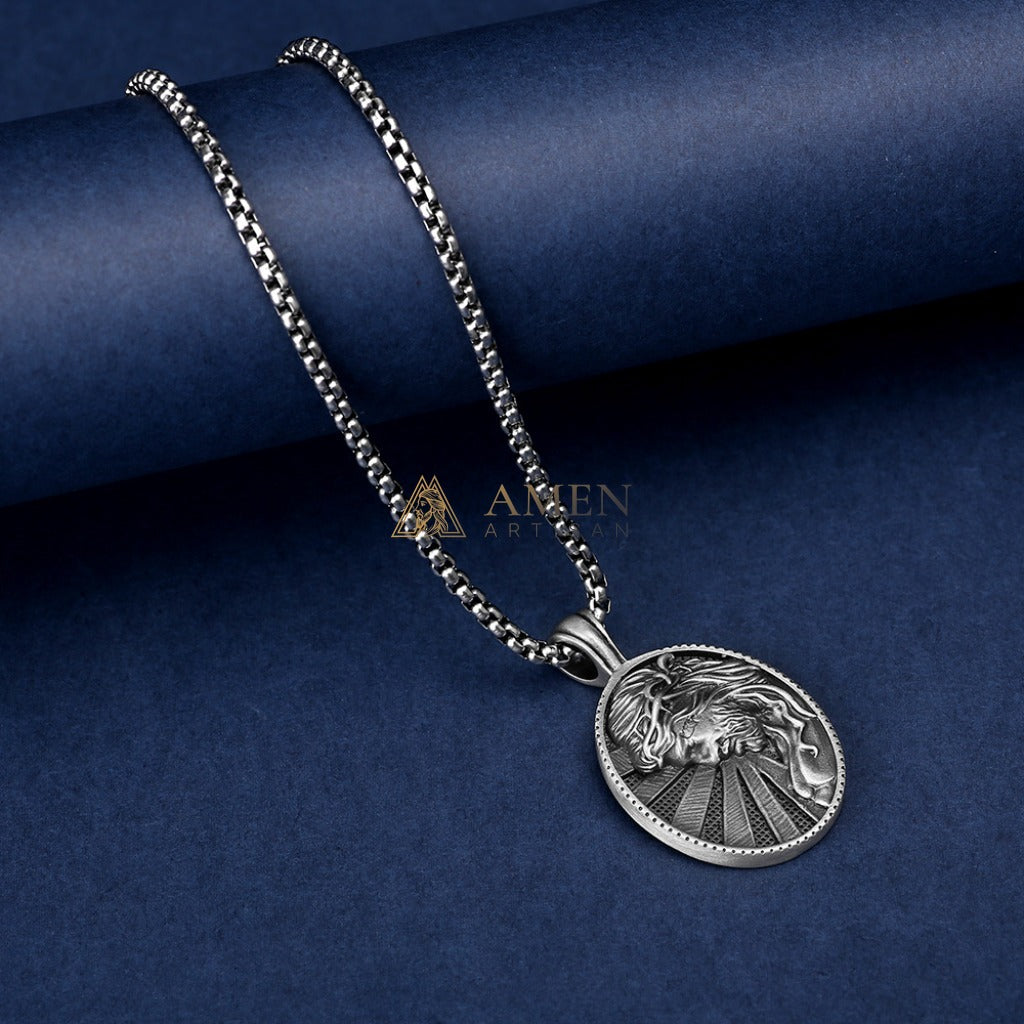 Jesus Crown of Thorns Oval Pendant Necklace Amen Artisan