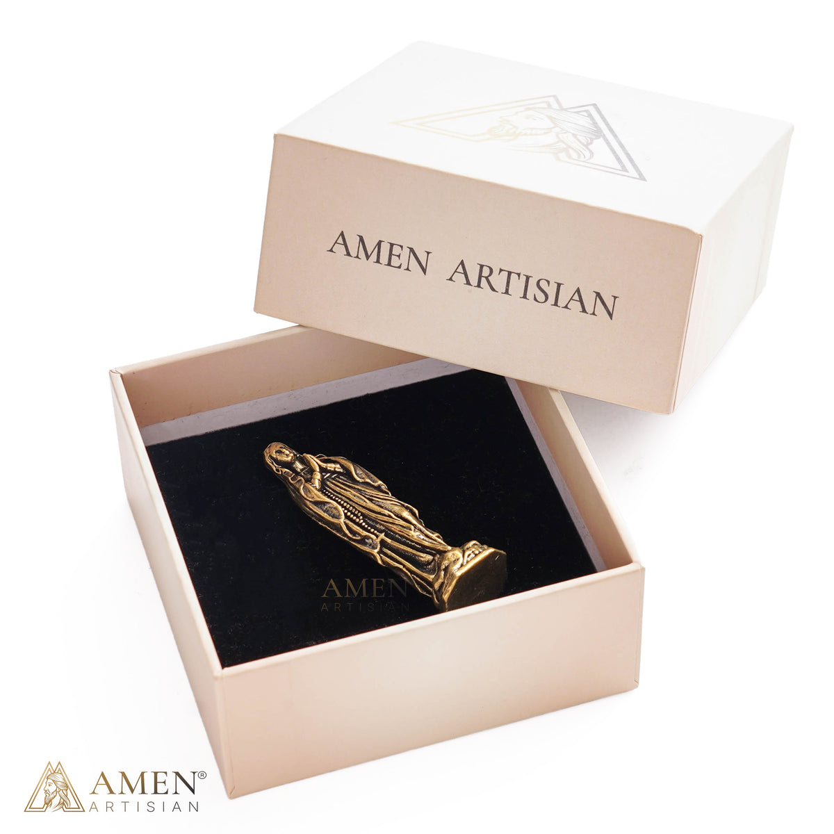 Miniature Brass Jesus & Mary Devotional Statues