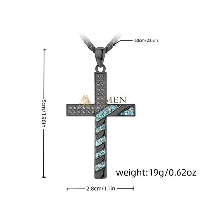 Star-Spangled Banner Turquoise Shard Cross Pendant Necklace Amen Artisan