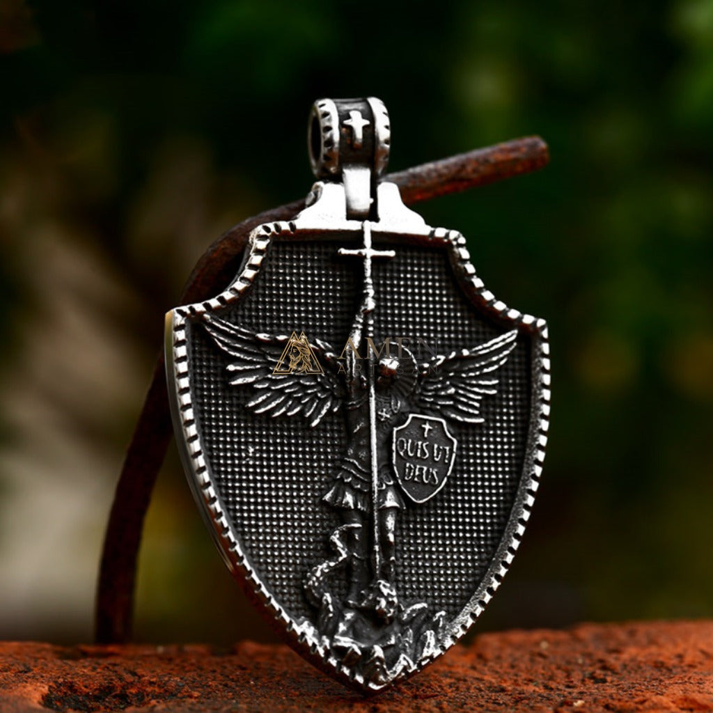 Archangel Michael Shield Pendant Necklace Amen Artisan
