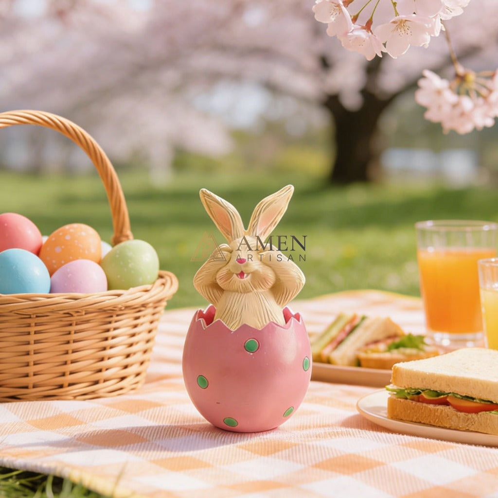 Easter Bunny Egg Statue Amen Artisan