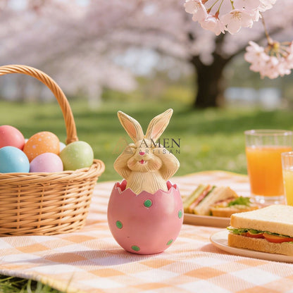 Easter Bunny Egg Statue Amen Artisan