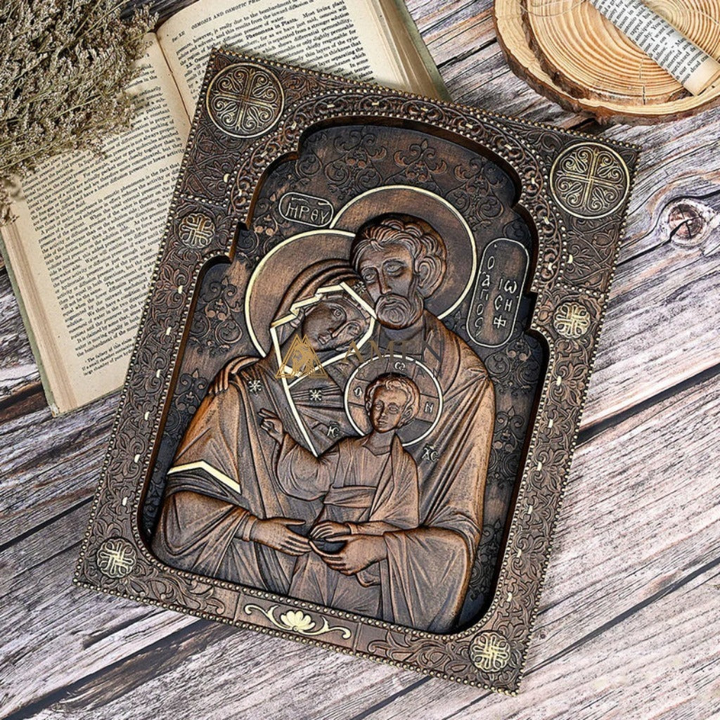 Holy Family Wood Carving