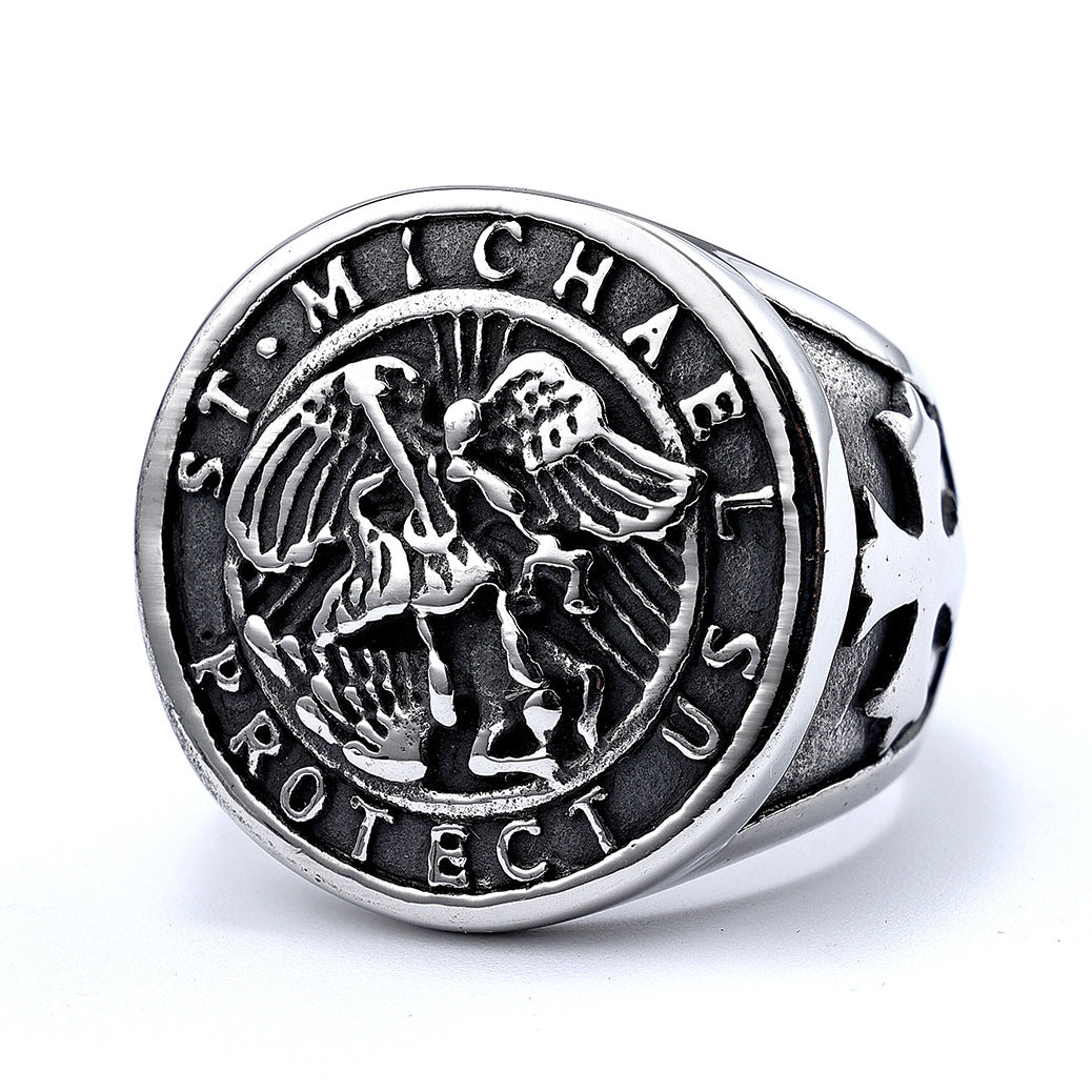 St. Michael Protect Us Round Ring Amen Artisan
