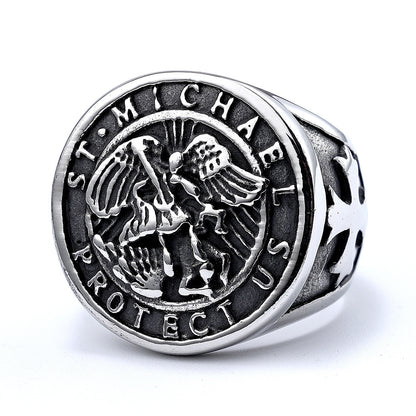 St. Michael Protect Us Round Ring Amen Artisan