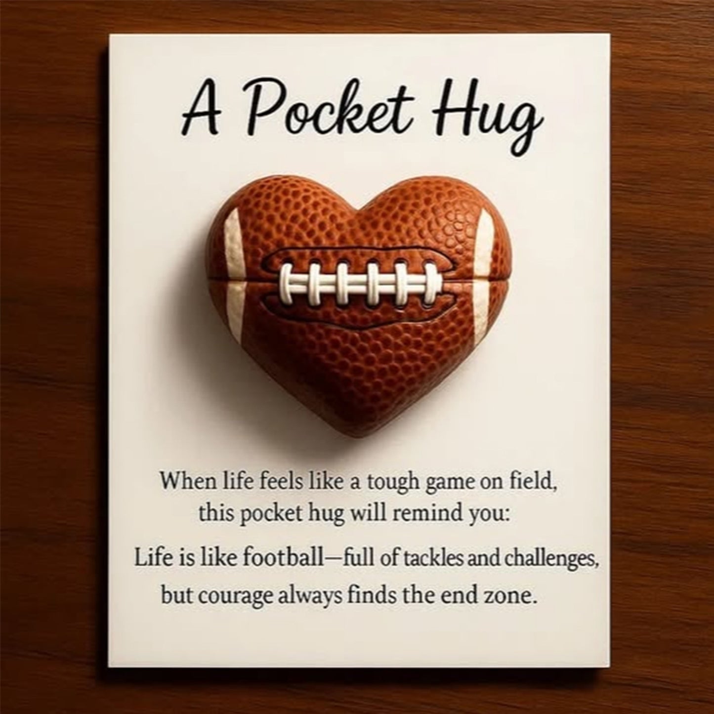 Heart Football Pocket Hug Ornament Amen Artisan