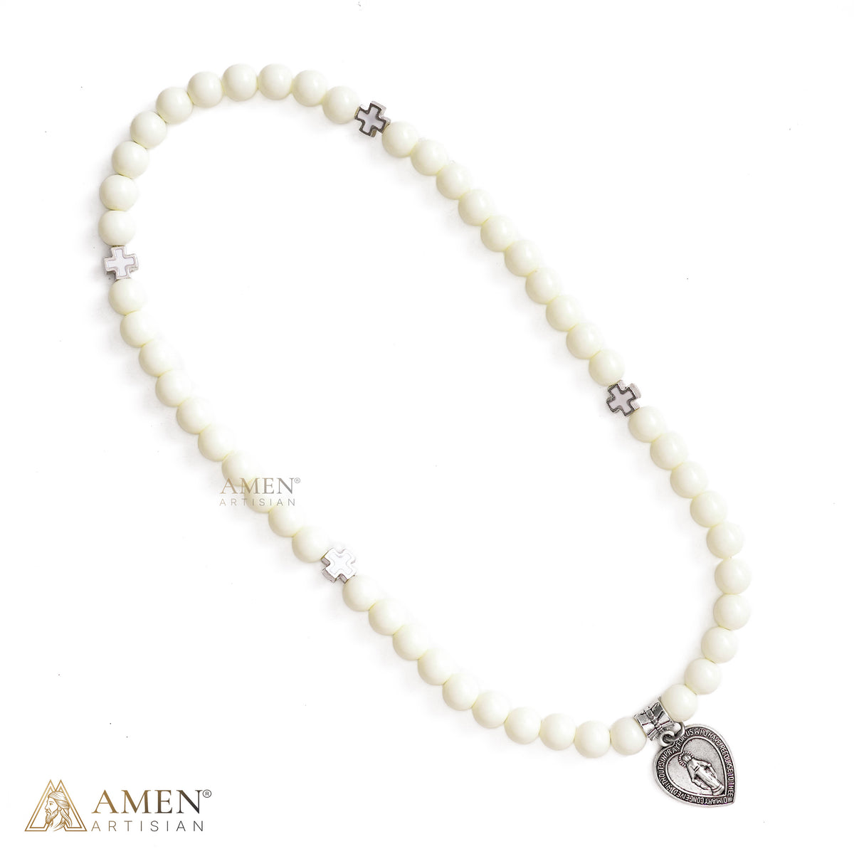Convertible Miraculous Medal Beaded Bracelet & Necklace