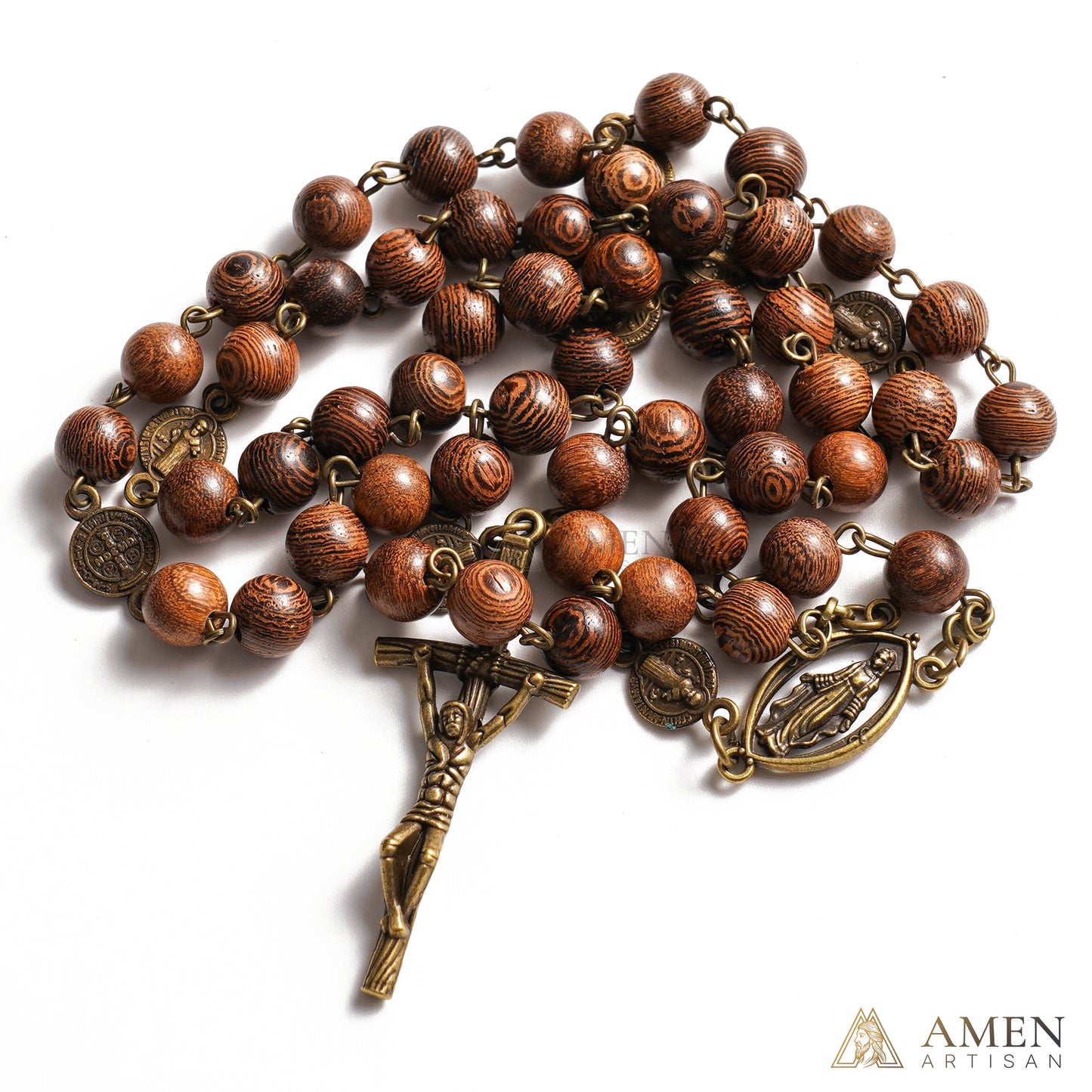 Antique-Style Seven Sorrows Wooden Rosary
