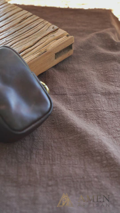 Vintage Full-Grain Leather Rosary Pouch — Classic Faith Storage Case