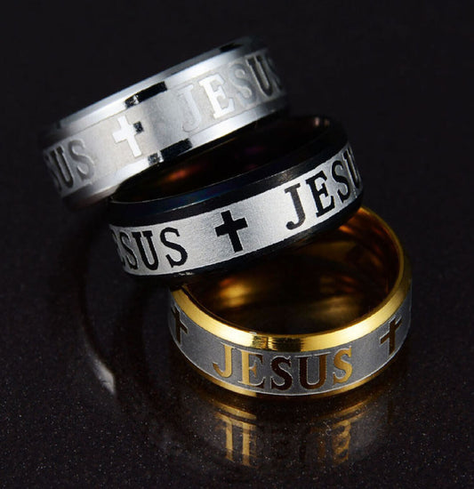 Jesus Cross Titanium Steel Ring Amen Artisan