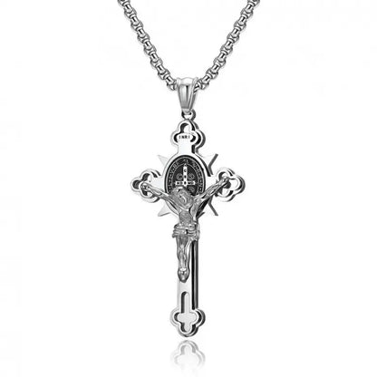 Amen Artisan Saint Benedict Cross & Inscriptions Crucifix Necklace